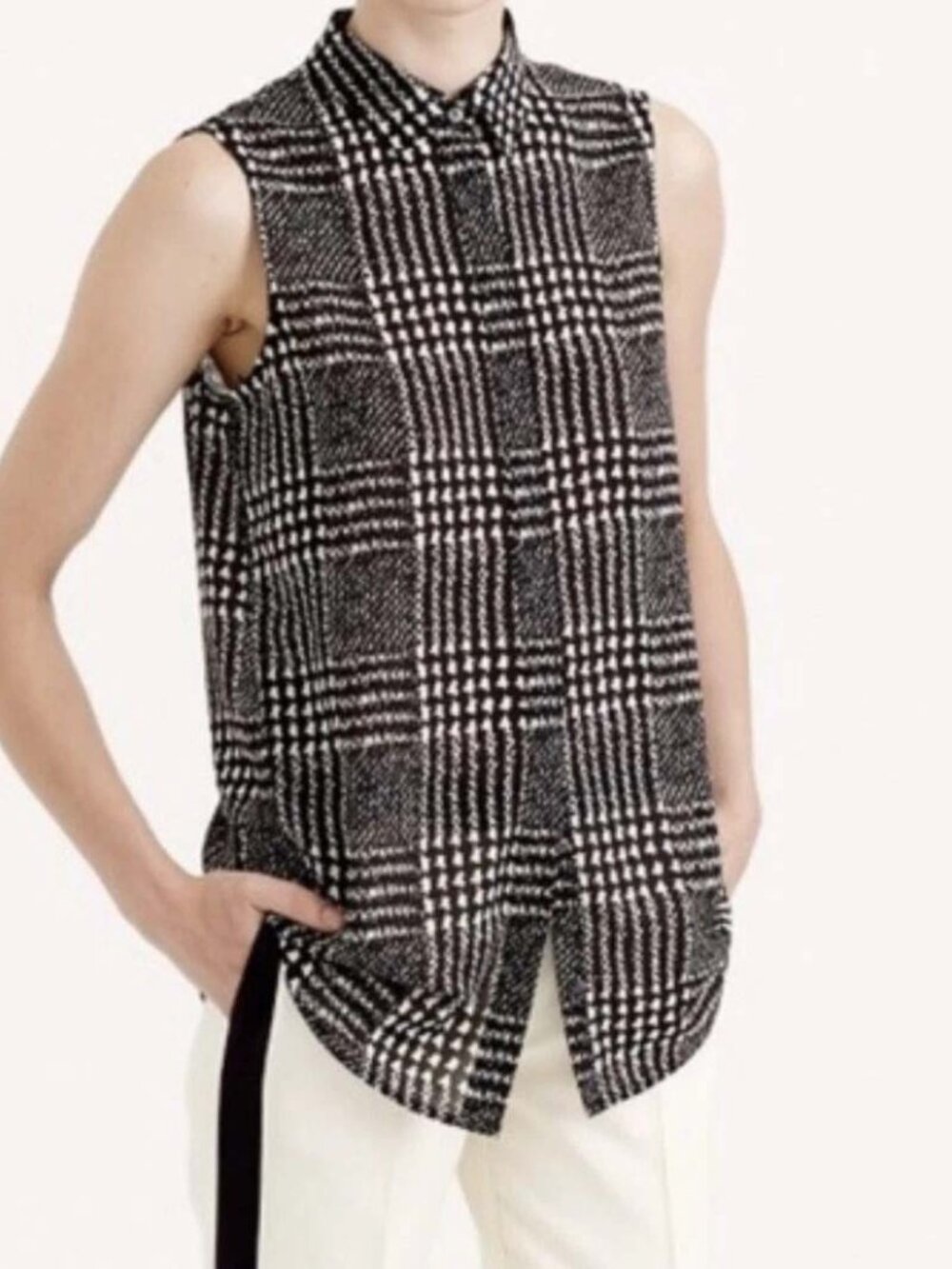 J. Crew Womens Black White Button Down Blouse
